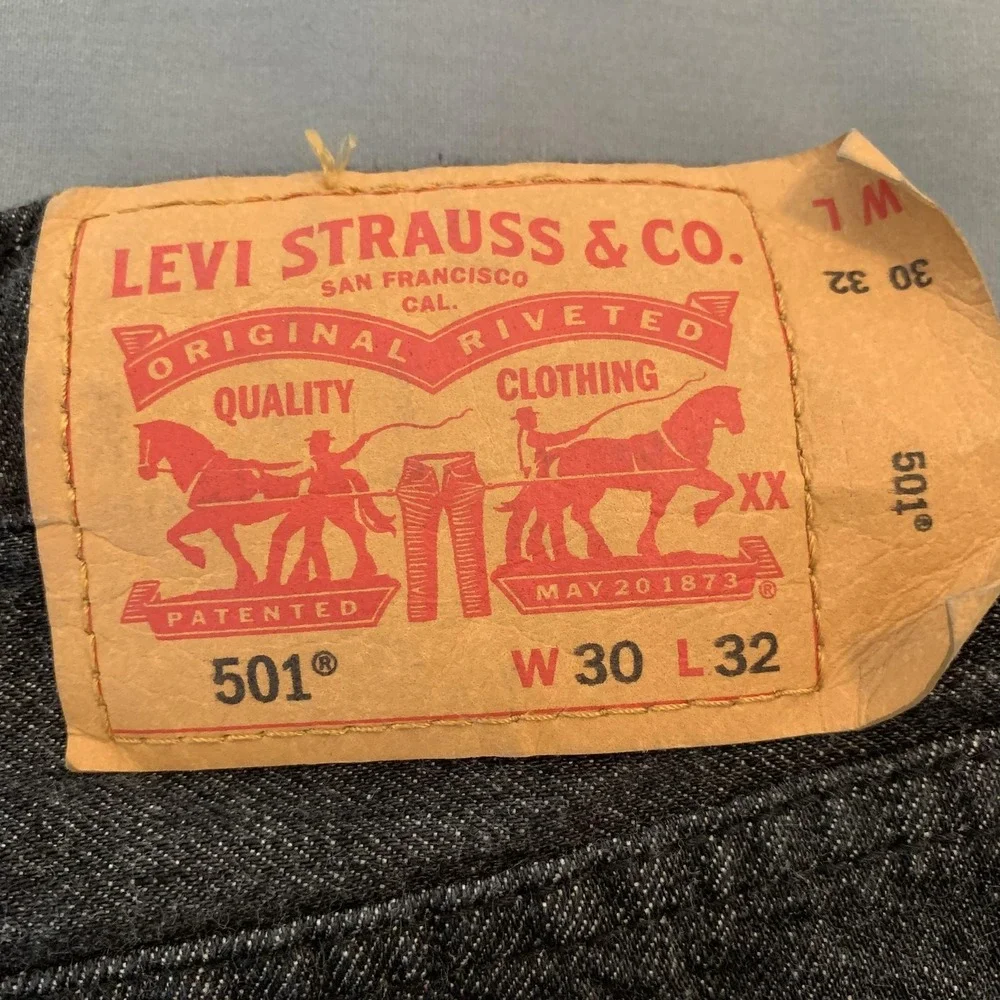 Levis 501 Jeans Mens 30x32 Gray Charcoal Wash Regular Straight Denim Pants